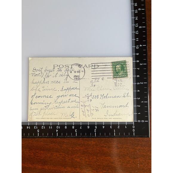 Atq 1911 Ephemera Lithograph Postcard Soldier’s Monument Battle Of Tippecanoe IN - Picture 5 of 7